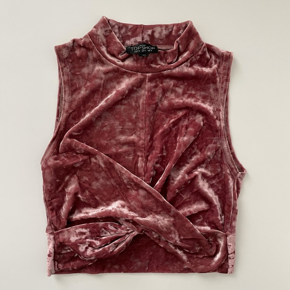Topshop Crushed Velvet Twist Top Size US 0 Petite